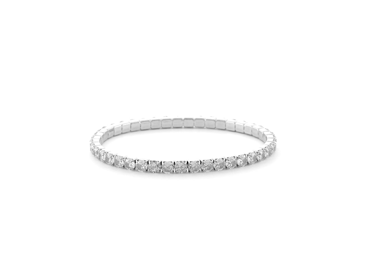 Bracciale Donna 4US Cesare Paciotti Tennis Acciaio Zirconi Bianchi a molla 4UBR6659W